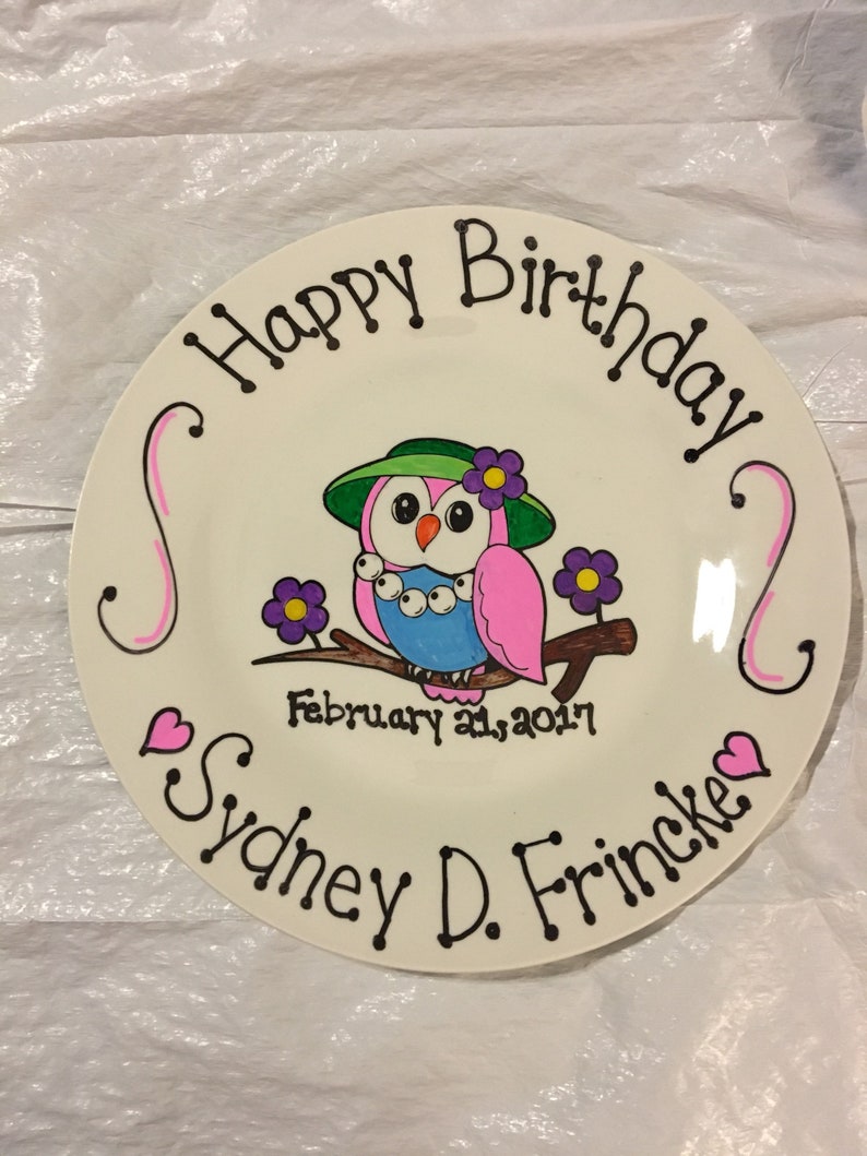 Happy Birthday Plate Personalized Plate for Girls Hand Etsy