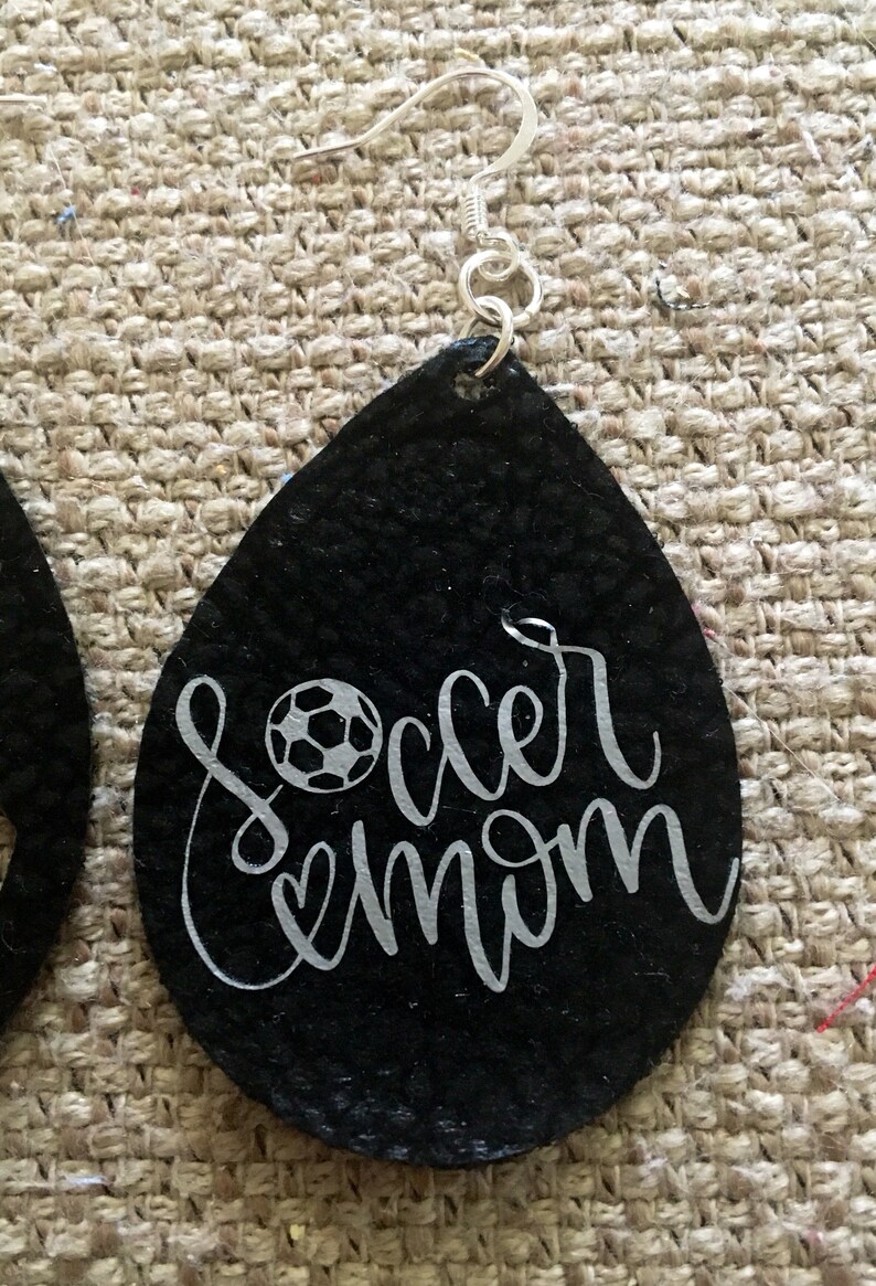Soccer Mom Faux Leather Earrings Soccer Earrings Teardrop Etsy