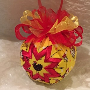 Chicken Ornament - Quilted Star Christmas Ornament - Christmas Ornament - Hostess Gift - Stocking Stuffer - Teacher Gift - Ornament Exchange
