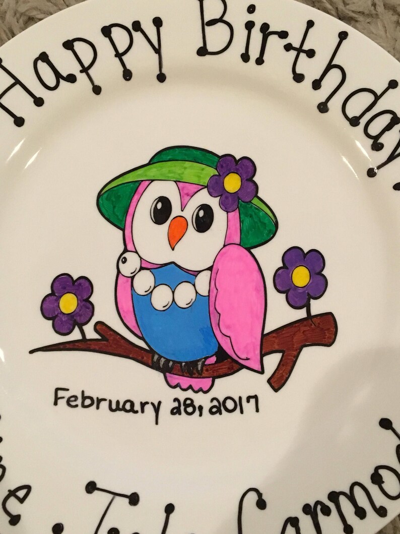 Happy Birthday Plate Personalized Plate for Girls Hand Etsy