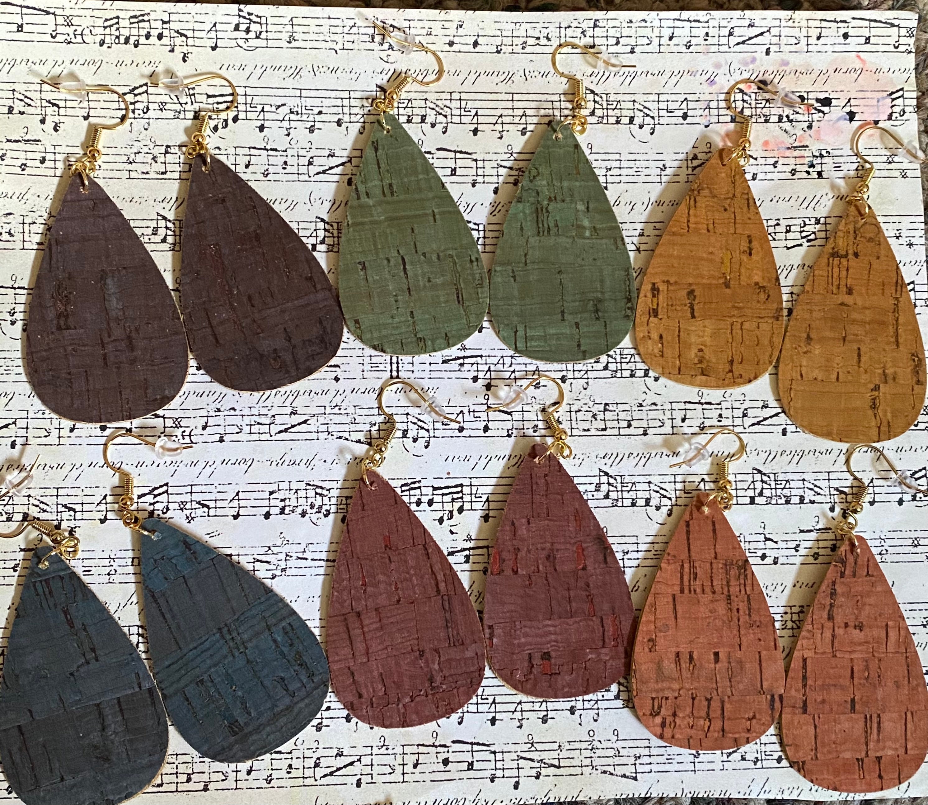 Cork Faux Leather Earrings Drop Earrings Boho Earrings Etsy UK
