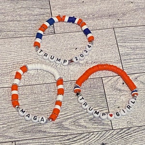 Trump Bracelets - MAGA Bracelets - Trump Girl Bracelets - Heishi bracelet - Republican bracelet - Vote bracelet