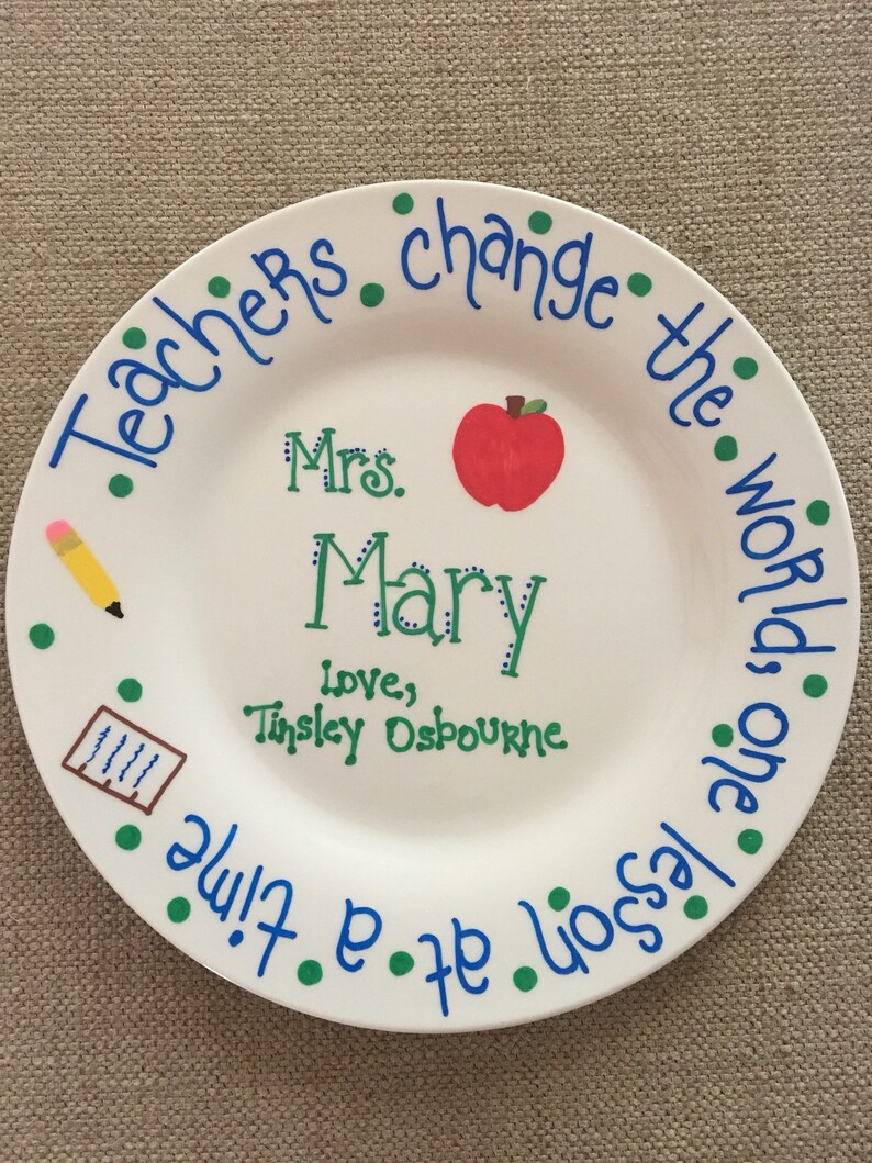 Teacher Gift Plate Personalized Plate End of Year Teacher Etsy
