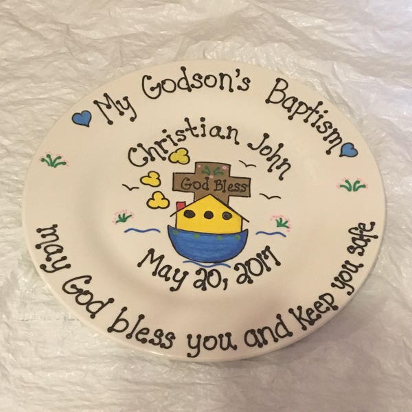 Personalized Baptism Plate - Baby Gift -Baptism Gift - Personalized Plate