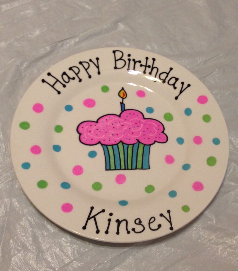 Happy Birthday Plate Personalized Plate Hand Painted Plate Etsy
