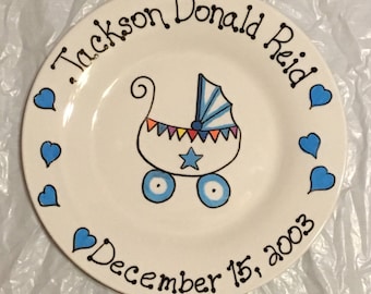 Newborn Baby Plate - baby birth plate, personalized plate - personalized Baby Gift - Baby Shower Gift, gift for baby boy, gift for baby girl