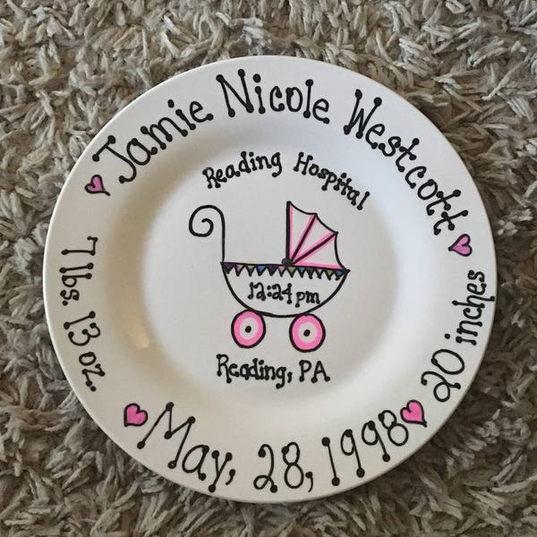 Personalized Plate for Newborn Baby - Gift Plate - Newborn Plate - Baby Gift - Shower Gift