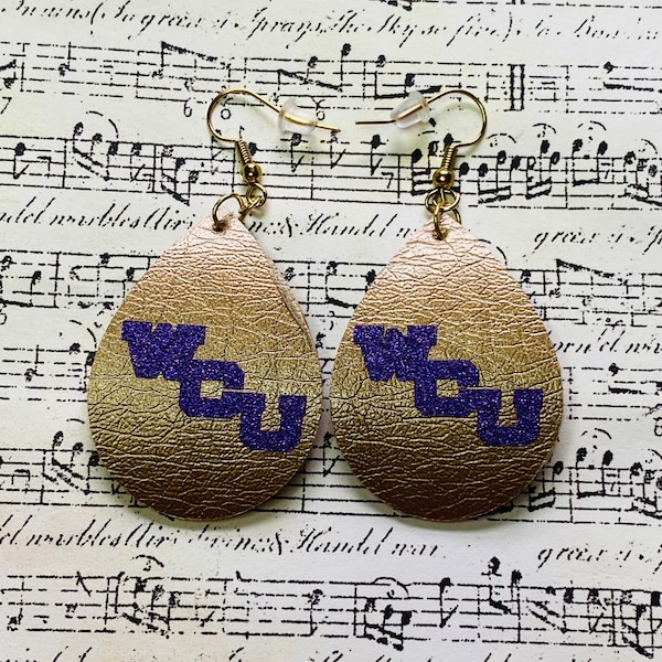 Western Carolina University faux leather earrings - College Earrings  - University Earrings - Football earrings - Boho Earrings