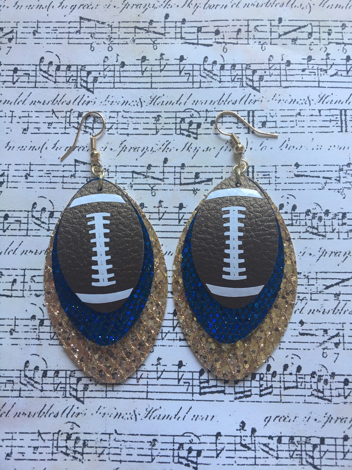 Football Faux Leather Earrings Football Earrings Teacher Etsy