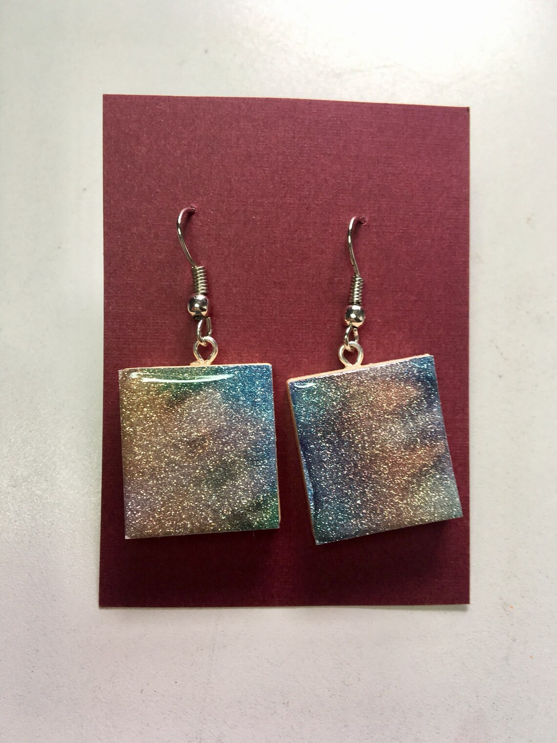 Scrabble Tile Earrings Glitter Earrings Teacher Gift Etsy