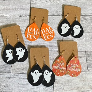 Glow in the Dark Halloween Earrings Ghost Earrings Faux Leather Fall Earrings