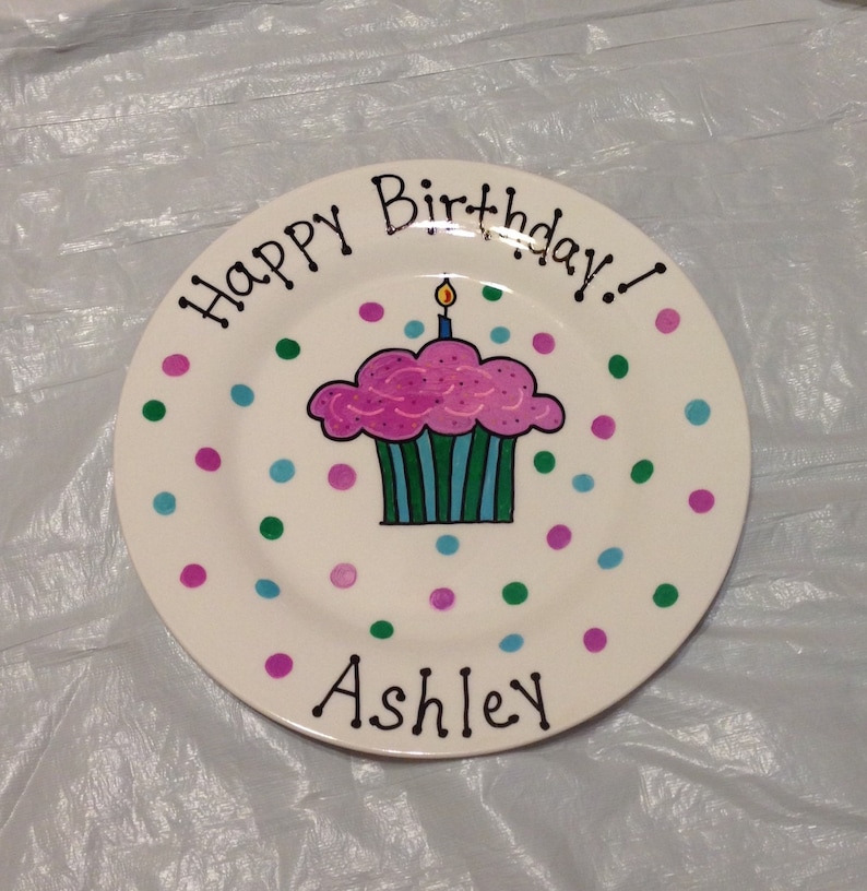 Happy Birthday Plate Personalized Plate Hand Painted Plate Ceramic Plate Serving Plate Gift Plate Birthday Gift image 4
