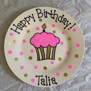 Happy Birthday Plate Personalized Plate Hand Painted Plate Ceramic Plate Serving Plate Gift Plate Birthday Gift image 3