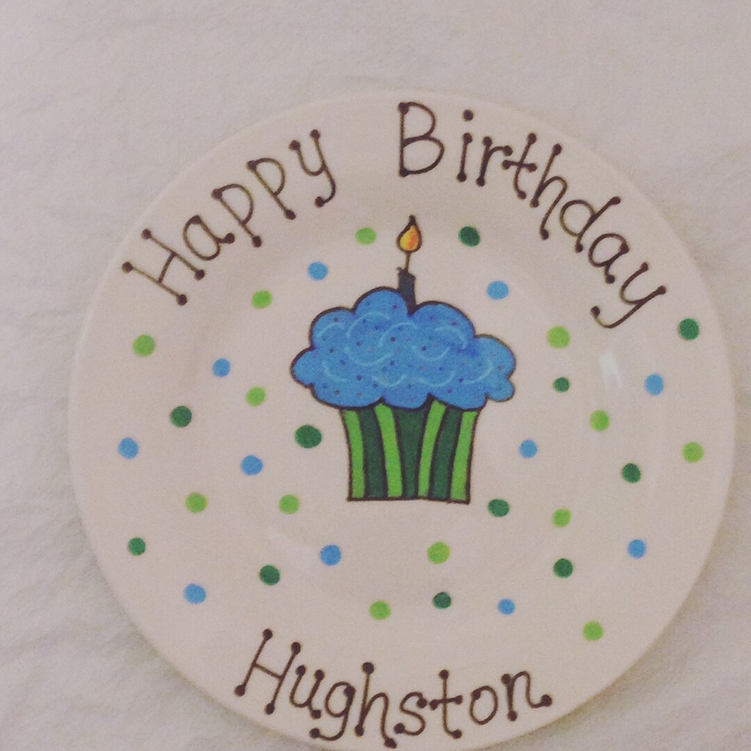 Happy Birthday Plate Personalized Plate Hand Painted Plate Etsy