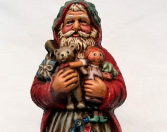 Vintage Old World Toyland Santa Handpainted Acrylic Antiqued Ceramic Bisque Collectible Christmas Figurine on Etsy