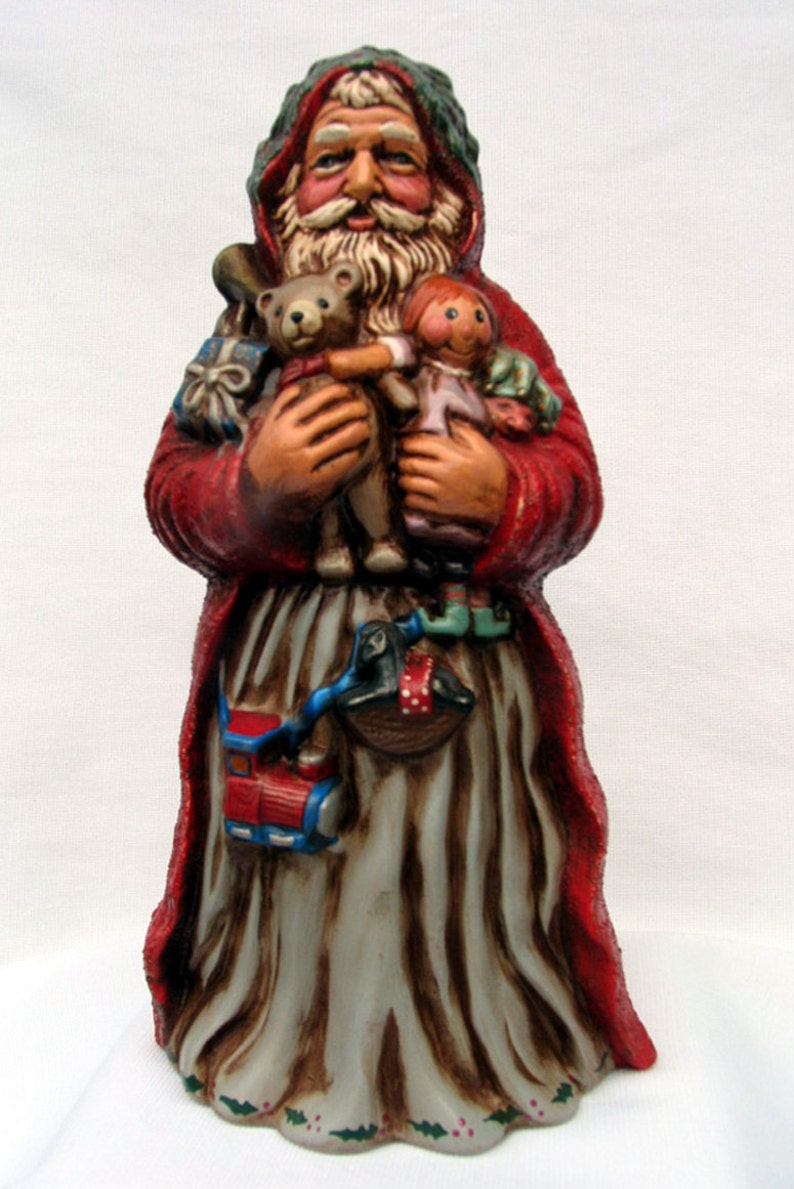 Vintage Old World Toyland Santa Handpainted Acrylic Antiqued Ceramic Bisque Collectible Christmas Figurine on Etsy image 1