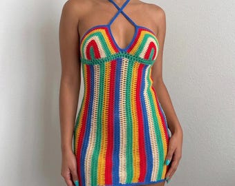 Riviera Dress Crochet Pattern: Colorful Design Beach Cover Up (PDF)