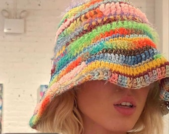 Patrón de sombrero de cubo a crochet, hilo de algodón (patrón PDF)