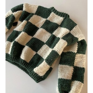 Talia jumper Pattern, CheckerBoard Swater Pattern, Knit Sweater Pattern, Knitting Pattern Jumper, Digital Download, ENGLISH