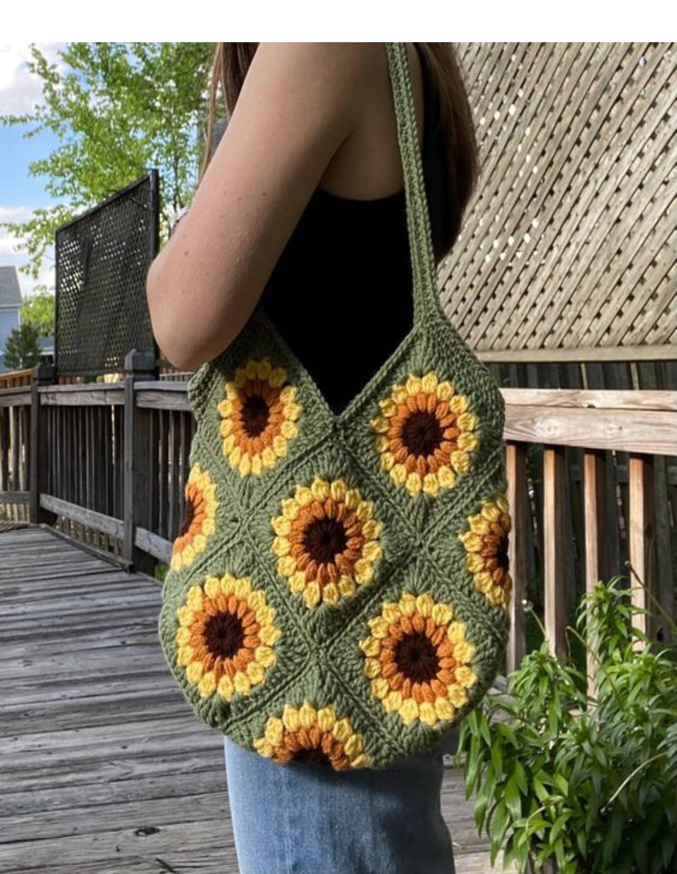 Crochet Bag Pattern, Sunflower Bag Pattern, Granny Square  display picture 2