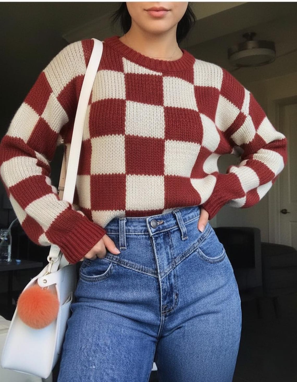 Checker Pattern Sweaters Checkerboard Sweater Knitting Pattern, Oversized Jumper (digital ...