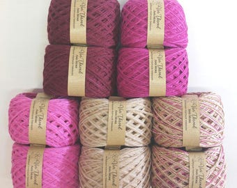 Pacote de fios reciclados multicoloridos: rosa, roxo, vinho, areia (400g)