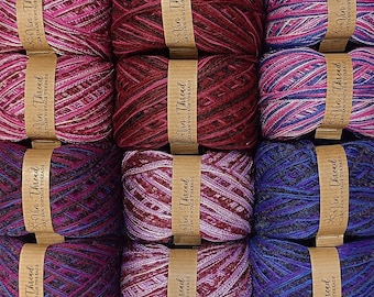 Kit de fios reciclados: Fio mesclado lilás, rosa e roxo (300g)