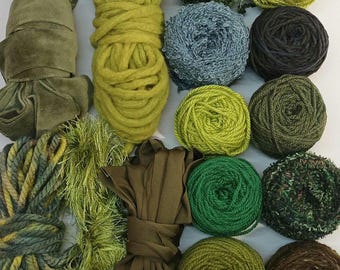Kit de Fios Verdes Reciclados: Verde Oliva, Cáqui, Lima - 300g