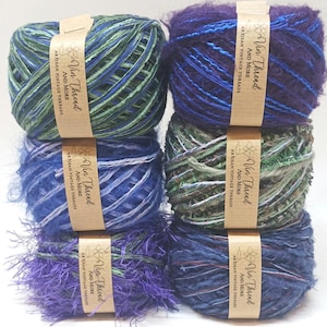 Paquete de hilo multicolor reciclado de 300 g con fibras mixtas para tejer y crochet