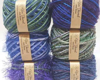 Pacote de fios multicoloridos reciclados, 300g, fibras mistas para tricô e crochê.