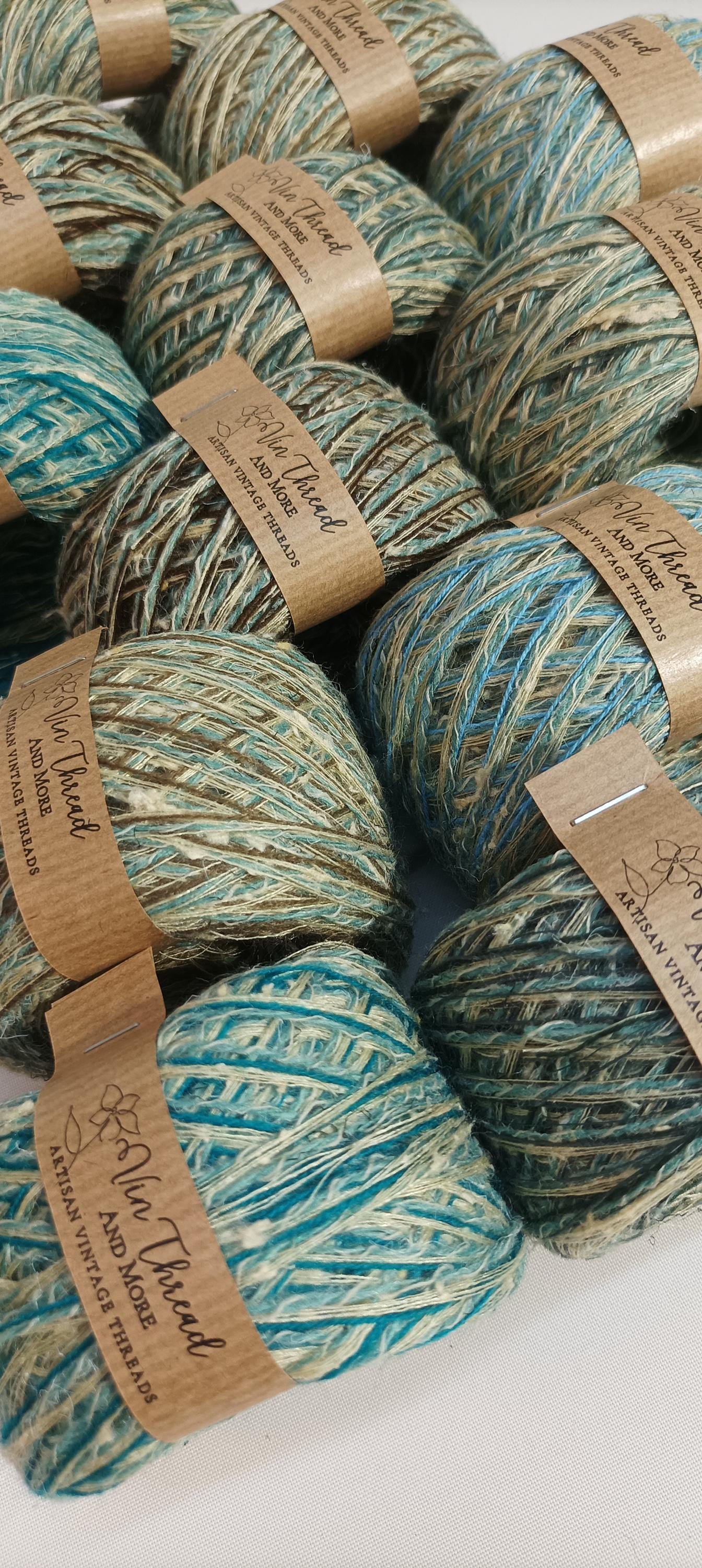 Bundle of Upcycled Vintage Threads in Rustic Teal and Brown Colour ...