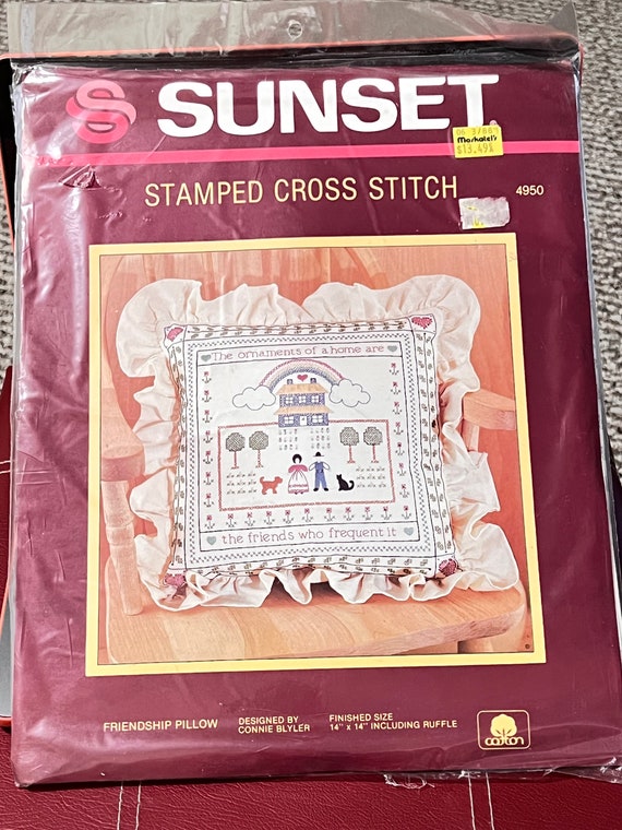 Sunset Stamped Cross Stitch Kit Friendship Pillow Etsy