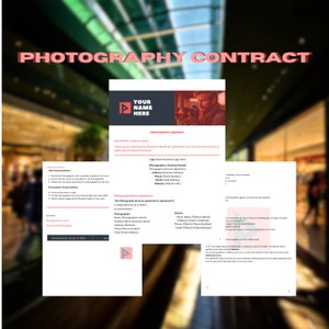 Photography Editable Client Contract Template, Client Agreement for Photographers, Marketing Business Form, Simple Canva Template
