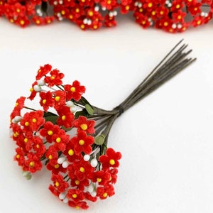 Czech Republic Velvet Forget Me Nots Millinery Fabric Flowers Red NFC046-R
