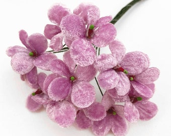12 Czech Velvet Violets Millinery Fabric Flowers Light Purple NFC038PU