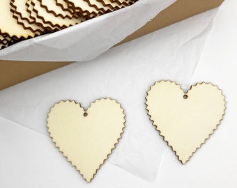 3 Czech Wooden Scalloped Hearts Ornaments LCW-030