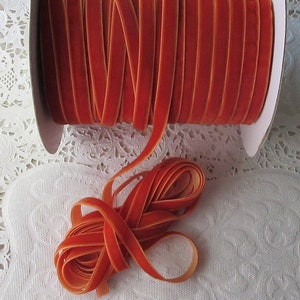 10 Yards Autumn Orange 3/8" Velvet Sewing Trim Ribbon Single Sided