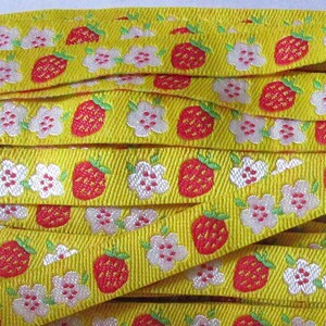 Wired Strawberry Ribbon, Fruit Ribbon, Red Strawberry Ribbon for