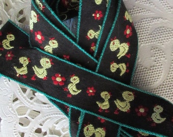 3-7/8 Yards Portugal Vintage Jacquard Trim Ducks Ducklings Ribbon 3/4" Wide Ribbon BD-116