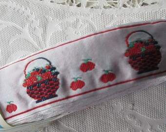 3 Yards Portugal Vintage Jacquard Trim Fruit Baskets Ribbon 1-1/8" Wide Ribbon LIS35