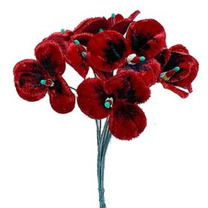 10 Czech Velvet Pansies Millinery Flowers Dark Red Pansy Flower NFC039R