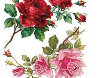 3 Bögen Selbstklebende rosa und rote Rosen Rosen-Aufkleber Bunt Scrapbooking Jedes Blatt 3-3 / 4 "by 7-7 / 8" STKC32