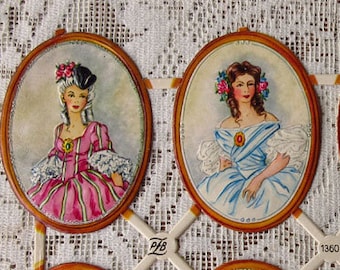 Vintage PZB Germany Paper Scraps Lithographed Die Cut Marie Antoinette Ladies  PZB 1360