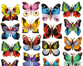3 Sheets Self Adhesive Petite Butterflies Stickers Colorful Scrapbooking Each Sheet 3-3/4" by 7-7/8"  STKC55