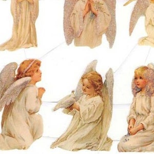 Denmark Vintage Scrap Paper Lithographed Die Cut Glittered Scraps Beautiful Angels Angel Scrap SD24