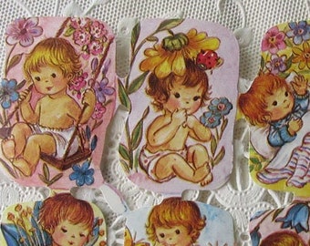 West Germany Vintage Baby Babies Lithographed Die Cut Paper Scraps Kruger Out Of Print 280A