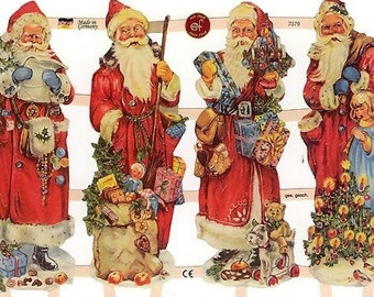 Germany Paper Scraps Lithographed Die Cut Victorian Santa Claus Christmas  7379