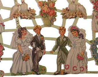 Germany Paper Scraps Lithographed Die Cuts Brides Wedding Children  7250