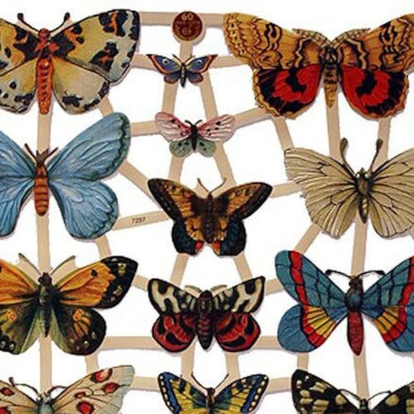 Germany Paper Scraps Lithographed Die Cut Butterflies  7297