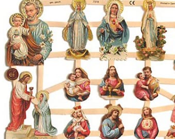 Allemagne Papier lithographié découpé avec des matrices Jésus Sacré-Cœur Images religieuses 7318